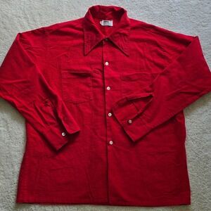 Vintage 1960s Montgomery Ward Red Flannel Shirt • No-Iron Fabric • Distressed